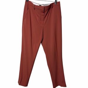 Theory Wool Women Rust Pink Trousers Crop Cuff Stretch 8 Dress Pants